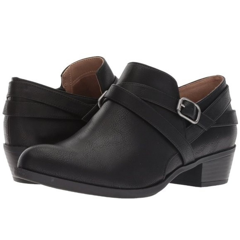NEW LifeStride Womens Size 7‎ Adley Black Faux Vegan Leather Ankle Boots Shoes